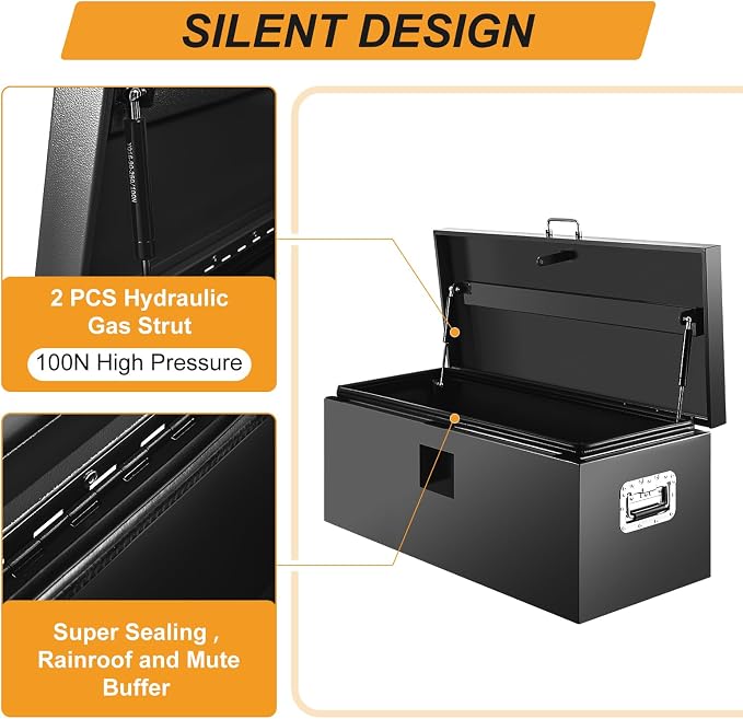 36" Truck Tool Box,Heacy Duty Metal Storage Organizer with Strong locking tongue,Trailer Tongue Box with Safe Hinge, for Truck,Pickup,RV,Garage,Best gift for family and friend,Black Power Coating