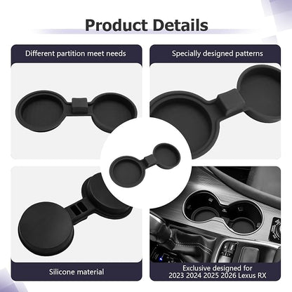 LUWU 2025 2026 RX350 Center Console Cup Holder Compatible with 2024 2025 2026 Lexus RX350/RX450/RX500 Accessories Premium Silicone Cup Holder Mat Spill-Proof, Easy Install & Clean, Black