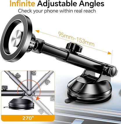 Coolpow for MagSafe Car Mount【Windshield+Vent+Dash】Magnetic Phone Holder for Car Phone Holder Mount Cell Phone Holders for Your Car Accessories Suction Phone Mount for Car Truck Stand for iPhone 17 16
