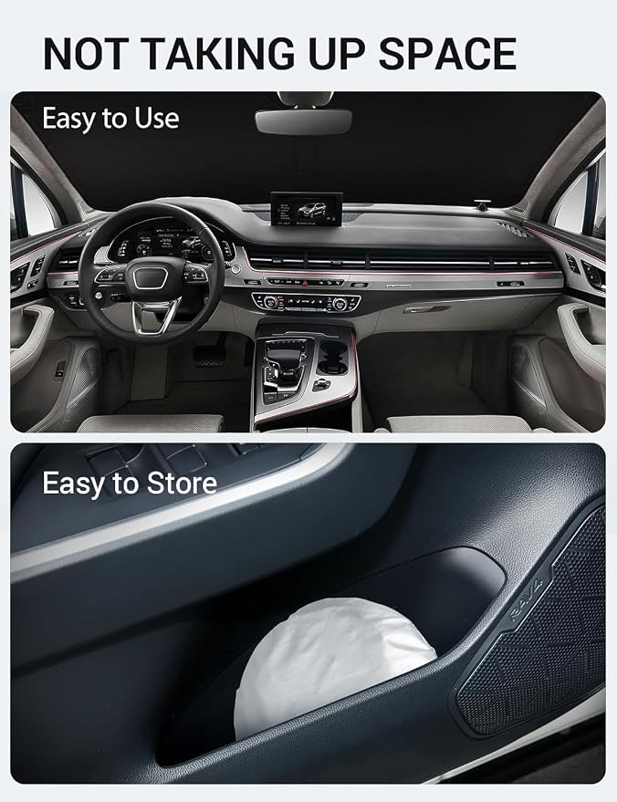 Proadsy Windshield Sun Shade for 2016-2025 2026 Audi Q7 Foldable Front Sunshade Protector Sun Visor Blocks UV Rays Keep Car Cooler