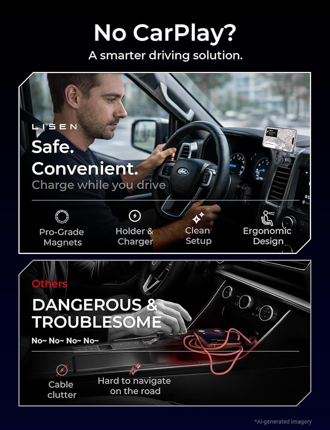 LISEN for Qi2.2 25W MagSafe Car Mount Charger, [Stable & Fast Charging] for Car Vent Magnetic Wireless Car Charger, Car Phone Holder Charger Car Accessories Fits iPhone 17 Pro Max Air 16 15 14 13 12 | [Fast Charging]Magsafe Car Mount Charger,[Qi2.2 Cer...