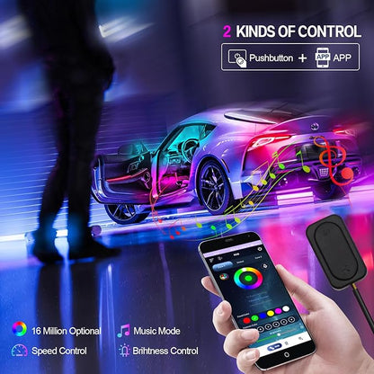 Dreamcolor Acrylic Car Ambient Lighting Kit 14 in 1 LED Interior Car Strip Lights APP Control Zoned Control System 252 Color Modes DIY Neon Wireless Sound Activated RGB Neon Light Kits New Version