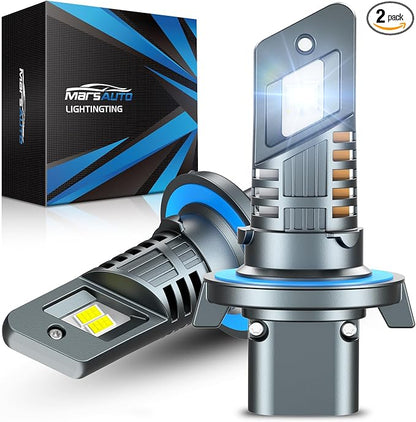 Marsauto H13 9008 Bulb, 48,000LM Super Brighter, 6000k Cool White H13 Off Road Light or Fog Light Bulbs, Pack of 2