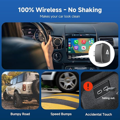 D7 USB C Wireless CarPlay Android Auto Mini Adapter 2-in-1, Alloy Shell, Compatible with 2016+ Factory-installed Wired CarPlay/Android Auto Car, Plug & Play Car Play Dongle for iPhone & AndroidPhone