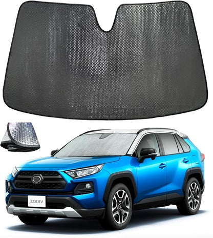 Car Windshield Sun Shade for Toyota RAV4 2019-2023 2024 2025, Front Window Sunshade Sun Visor Protection Cover Accessories -5-Layer Bubble Foldable Thicken Blocks Heat & UV Rays Keep Car Cooler