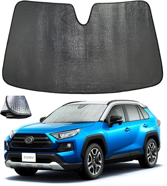 Car Windshield Sun Shade for Toyota RAV4 2019-2023 2024 2025, Front Window Sunshade Sun Visor Protection Cover Accessories -5-Layer Bubble Foldable Thicken Blocks Heat & UV Rays Keep Car Cooler