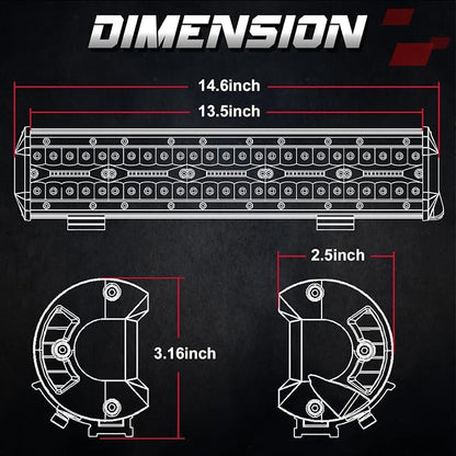 OFFROADTOWN 15 Inch 300W LED Light Bar, White, Aluminum, IP68 Waterproof, Suitable for Off-Road Vehicles, UTVs, ATVs, Trucks, Boats