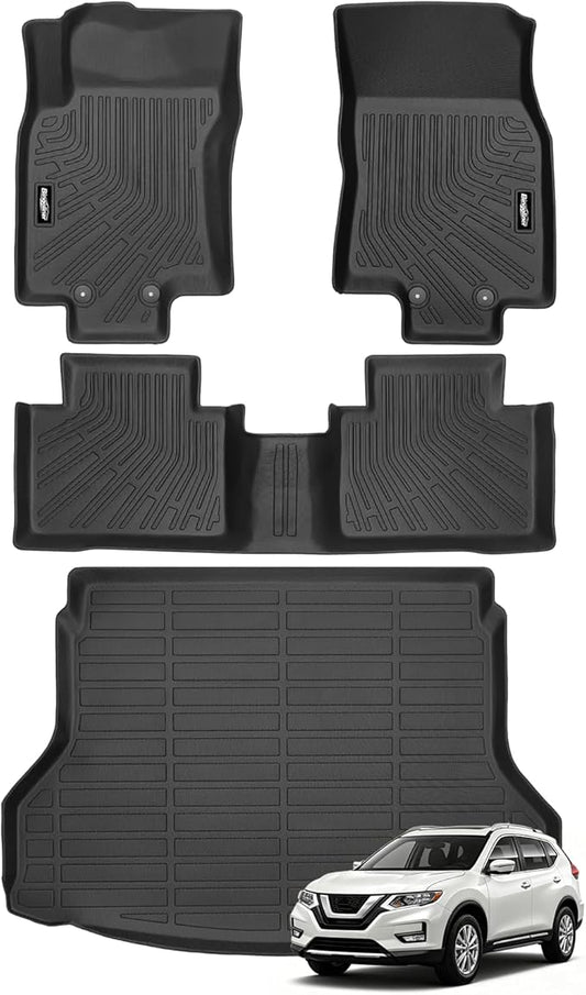 Floor Mats for Nissan Rogue 2014-2020 (NOT for Rogue Sports and Select Models), Trunk Mat All Weather TPE Interior Protector for Nissan Rogue Accessories