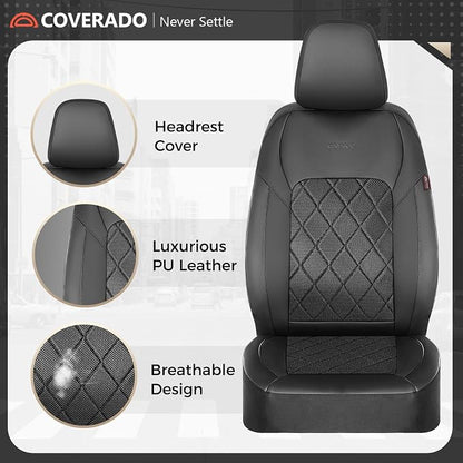 Coverado Car Seat Covers, Front Seat Covers, 2 Front Automotive Seat Cover, Mesh Breathable Seat Protectors, Universal Fit for Most Cars
