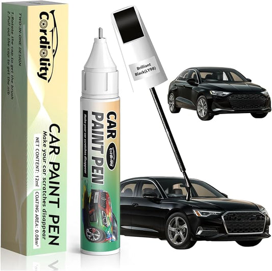 LY9B Brilliant Black Touch Up Paint for Audi, Color Accurate Car Paint Scratch Repair Pen, Quick & Easy Fix Automotive Chips and Nicks