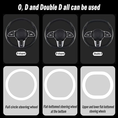 Carbon Fiber Steering Wheel Cover, 2-Piece Set Anti-Skid Comfortable Grip Segmented Butterfly Design, Easy Snap-On Installation Universal Fit 99% Cars, Black