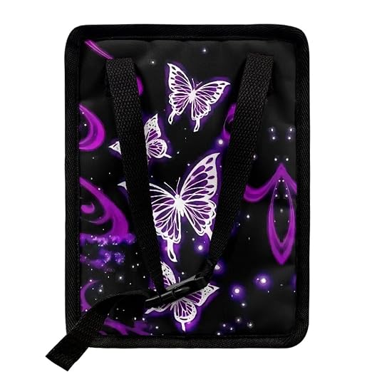 BIGCARJOB Purple Butterfly Car Trash Bin Bags Hanging Accessories Storage Bag for Women Girly Cute Butterfly Car Trash Can with Lid Collapsible Reusable Bin