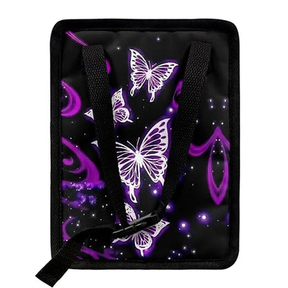 BIGCARJOB Purple Butterfly Car Trash Bin Bags Hanging Accessories Storage Bag for Women Girly Cute Butterfly Car Trash Can with Lid Collapsible Reusable Bin