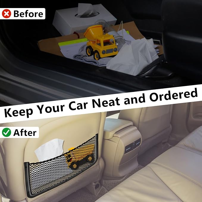 2 PCS Car Net Pocket, ABS Plastic Frame Cargo Net Storage Car Pockets Phone Net, Cars Mesh Nets Pockets with Screws for Auto, RV, Boat, and Camper Storage Nets (15.7 x 7.9 Inch)