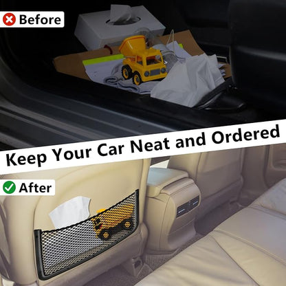 2 PCS Car Net Pocket, ABS Plastic Frame Cargo Net Storage Car Pockets Phone Net, Cars Mesh Nets Pockets with Screws for Auto, RV, Boat, and Camper Storage Nets (15.7 x 7.9 Inch)