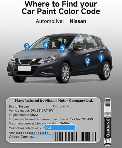 Touch Up Paint Compatible with Nissan Exact Match 2 in 1 Touch up Paint for Chips and Nicks Repair (Deep Ocean Blue Metallic(RCJ))