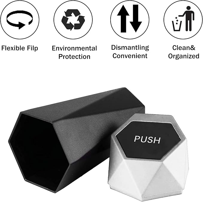 JUSTTOP Car Trash Can with Lid, Easy to Clean, Diamond Design Small Automatic Portable Trash Can, Used in Car Home Office Interior Accessories, 2PCS(Silver)