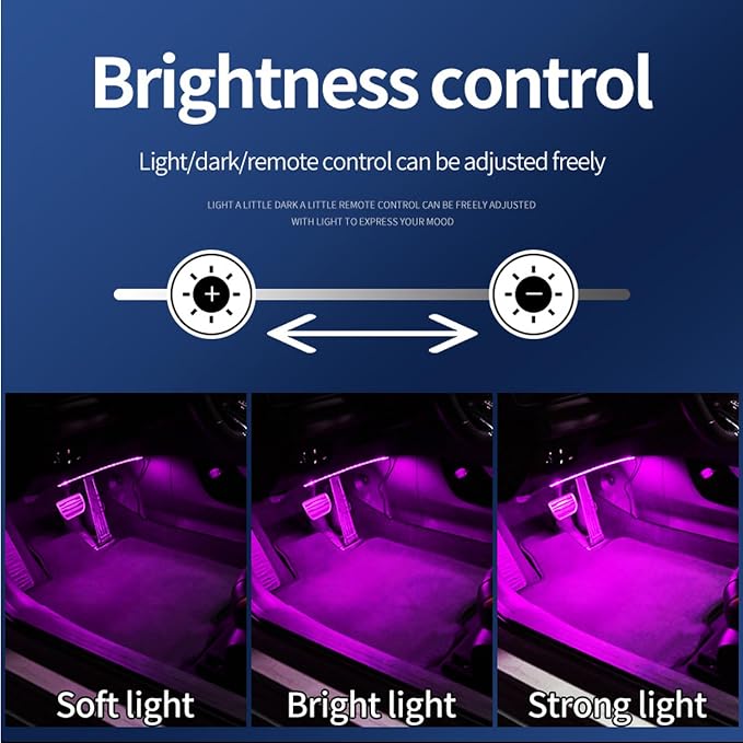 Car Interior LED Lights, Smart Car Lights with App Control, RGB Inside Car Lights with DIY Mode and Music Mode, 2 Lines Design LED Lights for Cars with Car Charger, DC 5V