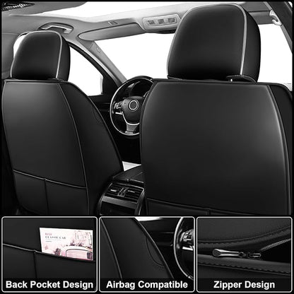 Seat Covers Full Set Fit for Nissan Rogue 2015-2026, Breathable and Comfortable Leather Car Seat Cover, Standard Waterproof Cushion Cover Auto Interior Accessories (Black Gray)