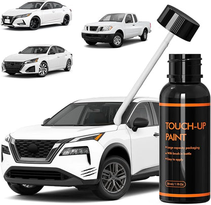 QAK Glacier White Touch Up Paint for Car Compatible with Nissan, DIY Car Paint Scratch Repair Kit, Automotive Paints, Quick Easy Fix Scratch Repair for Rogue/Sentra/Altima/Frontier/Pathfinder