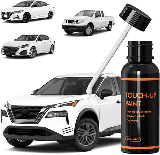 QAK Glacier White Touch Up Paint for Car Compatible with Nissan, DIY Car Paint Scratch Repair Kit, Automotive Paints, Quick Easy Fix Scratch Repair for Rogue/Sentra/Altima/Frontier/Pathfinder