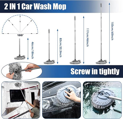 21Pcs Car Cleaning Kit with High Power Handheld Vacuum, Car Wash Mop with Long Handle, Bucket, Detailing Brush Set, Windshield Cleaner, Complete Interior Exterior Washing Supply for Men Women