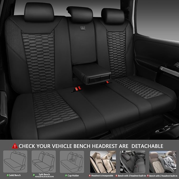CAR PASS 3D Foam Mesh Leather Car Seat Covers Full Set,Breathable Mesh Faux Leather Seat Covers for Car,Universal Fit for SUV Truck Sedan Automotive, Armrest Airbag Compatible,Black
