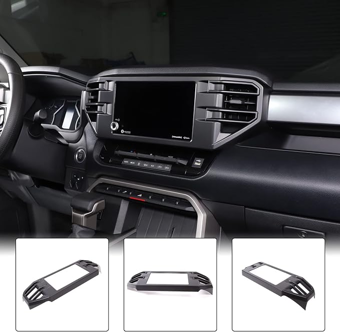 Aunginsy Center Console Air Outlet Trim Cover Compatible with Toyota Tundra/Sequoia 2022-2026, Air Conditioning A/C Vent Panel Large Frame Protective Cover Decorator ABS Accessories, For 8-inch Screen