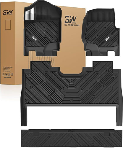 3W Floor Mats (with Metal Pedals) & Box Mat Fit for Ford F-150 2015-2026 & F150 Lightning 2022-2025 SuperCrew, TPE All Weather Car Mats Custom Fit Accessories