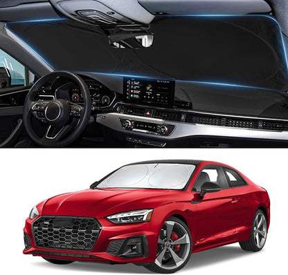 Sun Shade for A4/S4 Windshield Sunshade Custom Fit for Audi A4/A4 allroad/A4 Quattro/S4 2017-2024 2025 2026 Foldable Front Window Cover Retractable Sun Visor Interior Protector