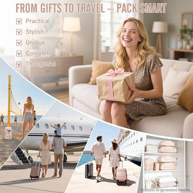 Veken 8 Set Packing Cubes for Cruise Ship Essentials,Beach Vacation Travel Accessories with Hanging Toiletry Bag,Suitcase Organizer for Luggage,Personalized Birthday & Retirement Gifts for Women Mom