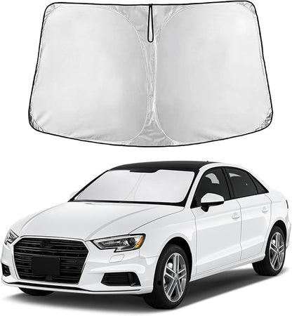 EcoNour Windshield Sunshade Compatible for Audi A3 2014-2018 2019 2020, Sun Visor for Front Windshield & Window Sun Shade Cover, UV Heat Blocker & Protector, Car Accessories