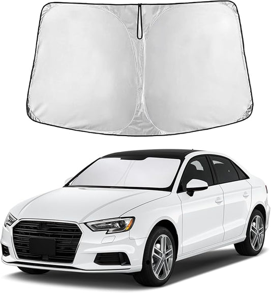 EcoNour Windshield Sunshade Compatible for Audi A3 2014-2018 2019 2020, Sun Visor for Front Windshield & Window Sun Shade Cover, UV Heat Blocker & Protector, Car Accessories