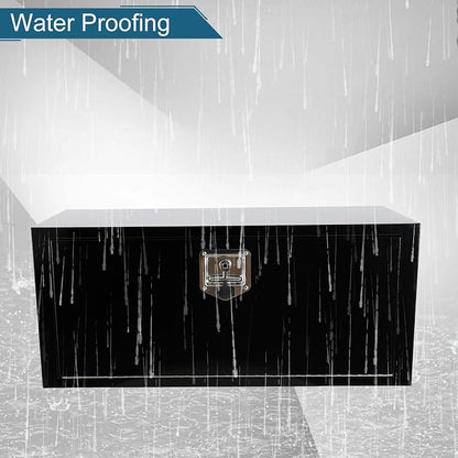 36"X14"X16" Underbody Steel Utility Truck Toolbox Black Heavy Duty Steel Trailer Box Pick Up Truck Tool Box Storage Organizer w/Lock & Keys