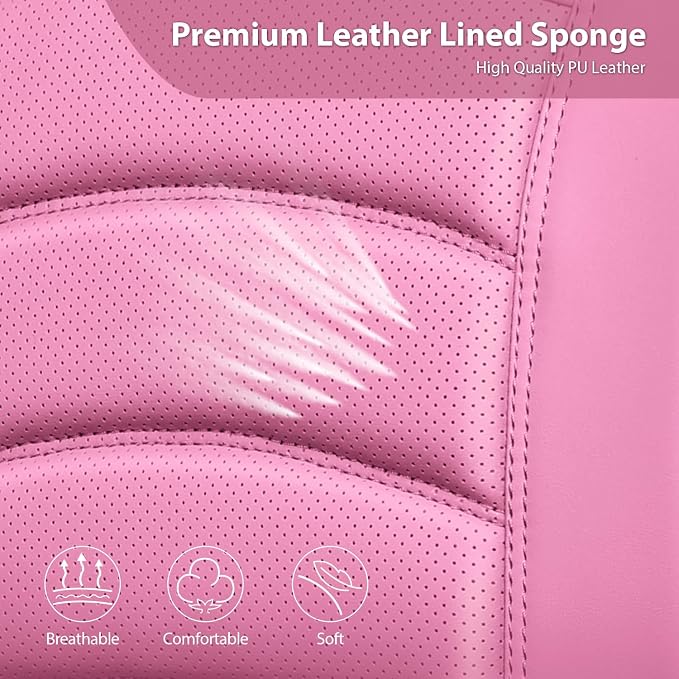 CAR PASS 3D Foam PU Leather Car Seat Covers, Universal Seat Covers Full Sets for Trucks SUV Sedan Automotive Seat Covers Armrest Airbag Compatible Waterproof Comfortable Faux Nappa Leather All Pink