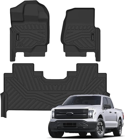 Auxko All Weather Floor Mats for Ford F150 2026-2015|F-150 Lightning 2026-2022 Supercrew(Only Rear w/Fold Flat Storage) TPE Rubber Liners Odorless Mats