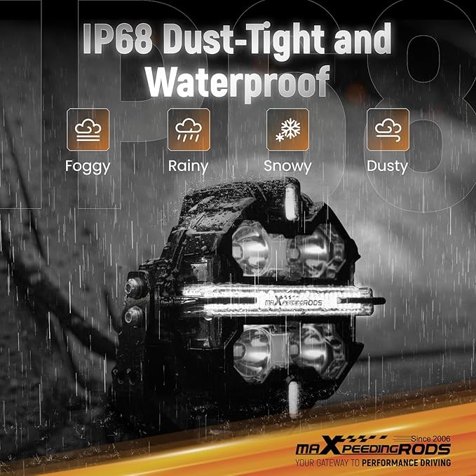 maXpeedingrods 2 Pack 5" LED Off Road Lights 178W 21360LM Round Fog Lights with Amber/White DRL, LED Light Bar 270°Side Shooter for Trucks SUV Pickup ATV Motorcycles, with 4 Black Light Covers