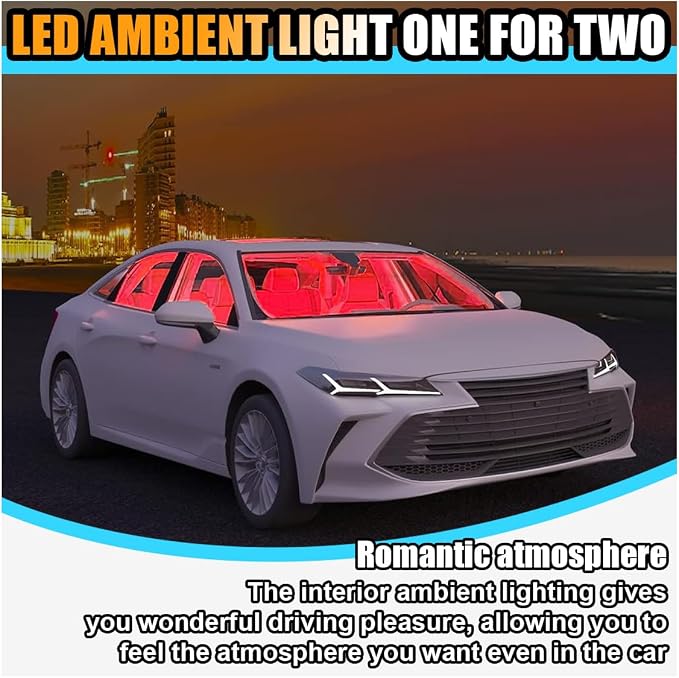 Universal Car LED Strip Light, Cigarette Lighter Auto Interior Decorative Lamp, 12V Under Dash Ambient Night Light, 24 LEDs RGB Neon Interior Atmosphere Lights for Car SUV (Red, Cigar Lighter)