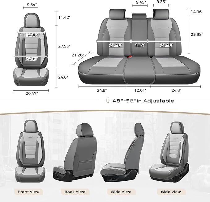Coverado Car Seat Covers Front, Seat Covers for Cars, Waterproof 2-Pack Car Seat Cushion, Leather Carseat Seat Protectors, Universal Seat Covers Fit for Most Sedans SUV Pick-up Trucks(Gray&Light Gray)