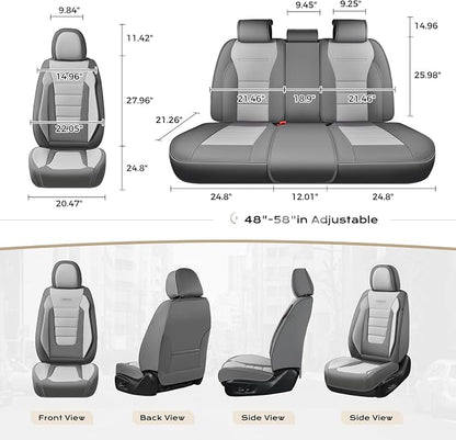 Coverado Car Seat Covers Front, Seat Covers for Cars, Waterproof 2-Pack Car Seat Cushion, Leather Carseat Seat Protectors, Universal Seat Covers Fit for Most Sedans SUV Pick-up Trucks(Gray&Light Gray)