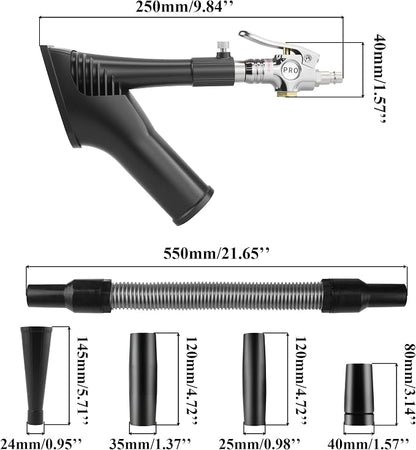 GOCCIDA 2IN1 Car Interior Detailing Air Blow Gun & vacunm Gun with Adjustable Air Flow Nozzle,Cleaning Gun Quickly Blasts Dirt and Dust from Surface Works with Air Compressor(Upgrade Rotate Tube)