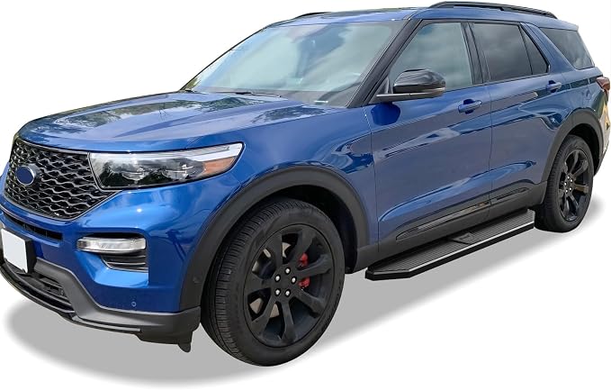 APS 6-inch (Black Stainless Steel Powder Coated Flat Style) Running Boards Side Bars Side Steps Compatible with Ford Explorer 2020-2026 Sport Utility 4-Door