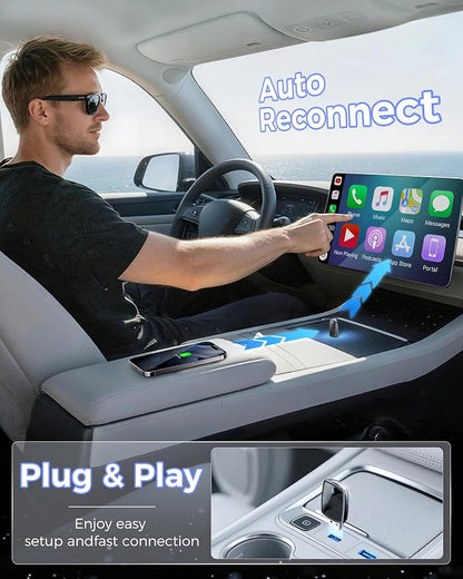 Wireless CarPlay Adapter for Apple iPhone（2026 Upgrade）- Convert Wired CarPlay to CarPlay Wireless Adapter, Stable Connection Compatible with OEM Wired CarPlay Vehicles & iOS 10+ (Black)