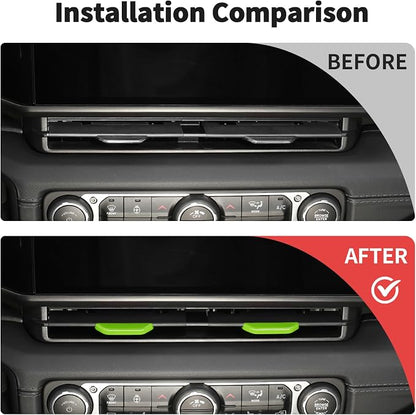 JWWY for Jeep JL Vent Air Outlet Adjustment Cover Trim Compatible with 2024-2025 Jeep Wrangler JL JLU Gladiator JT 4xe Interior Accessories 2pcs Green