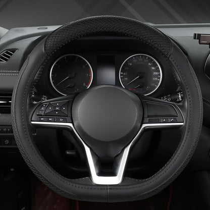 West Llama Customized Auto Car Steering Wheel Cover for Nissan,D Shaped Steering Wheel Cover for Rogue,Altima,Kicks (D-Shaped-Black)