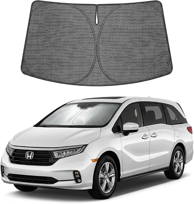 Proadsy Windshield Sun Shade Custom Fit Honda Odyssey 2018-2026 Ice Crystal Black Front Window Sunshade UV and Heat Blocker Foldable Visor Keeps Car Cooler for Summer Parking and Daily Use