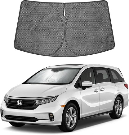 Proadsy Windshield Sun Shade Custom Fit Honda Odyssey 2018-2026 Ice Crystal Black Front Window Sunshade UV and Heat Blocker Foldable Visor Keeps Car Cooler for Summer Parking and Daily Use