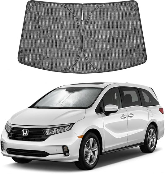Proadsy Windshield Sun Shade Custom Fit Honda Odyssey 2018-2026 Ice Crystal Black Front Window Sunshade UV and Heat Blocker Foldable Visor Keeps Car Cooler for Summer Parking and Daily Use