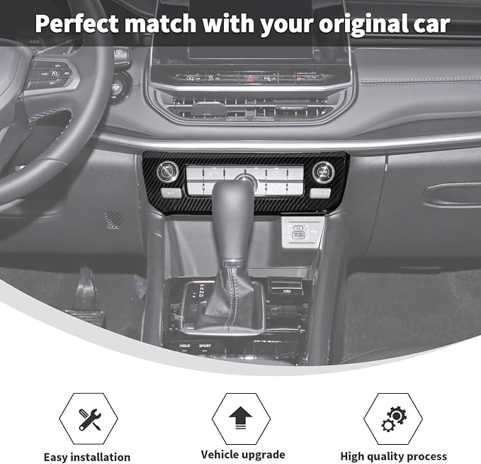 Linskip Climate Control Accent Trim Fit for 2022 2023 2024 2025 Jeep Compass, Control Panel Cover for Jeep Compass Interior Accessories(Black Carbon Fiber)