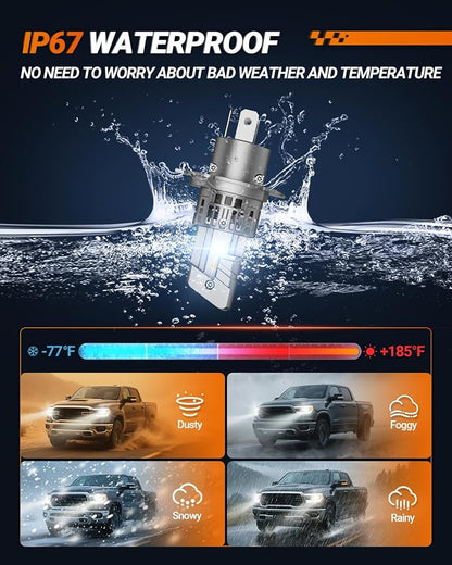SEALIGHT S1-Pro H4 LED Bulbs, 40000LM Ultra Bright, 6500K Cool White Fog Lights with Cooling Fan, Over 60000 Hours Lifespan, Quick Plug-N-Play Installation, 2-Pack